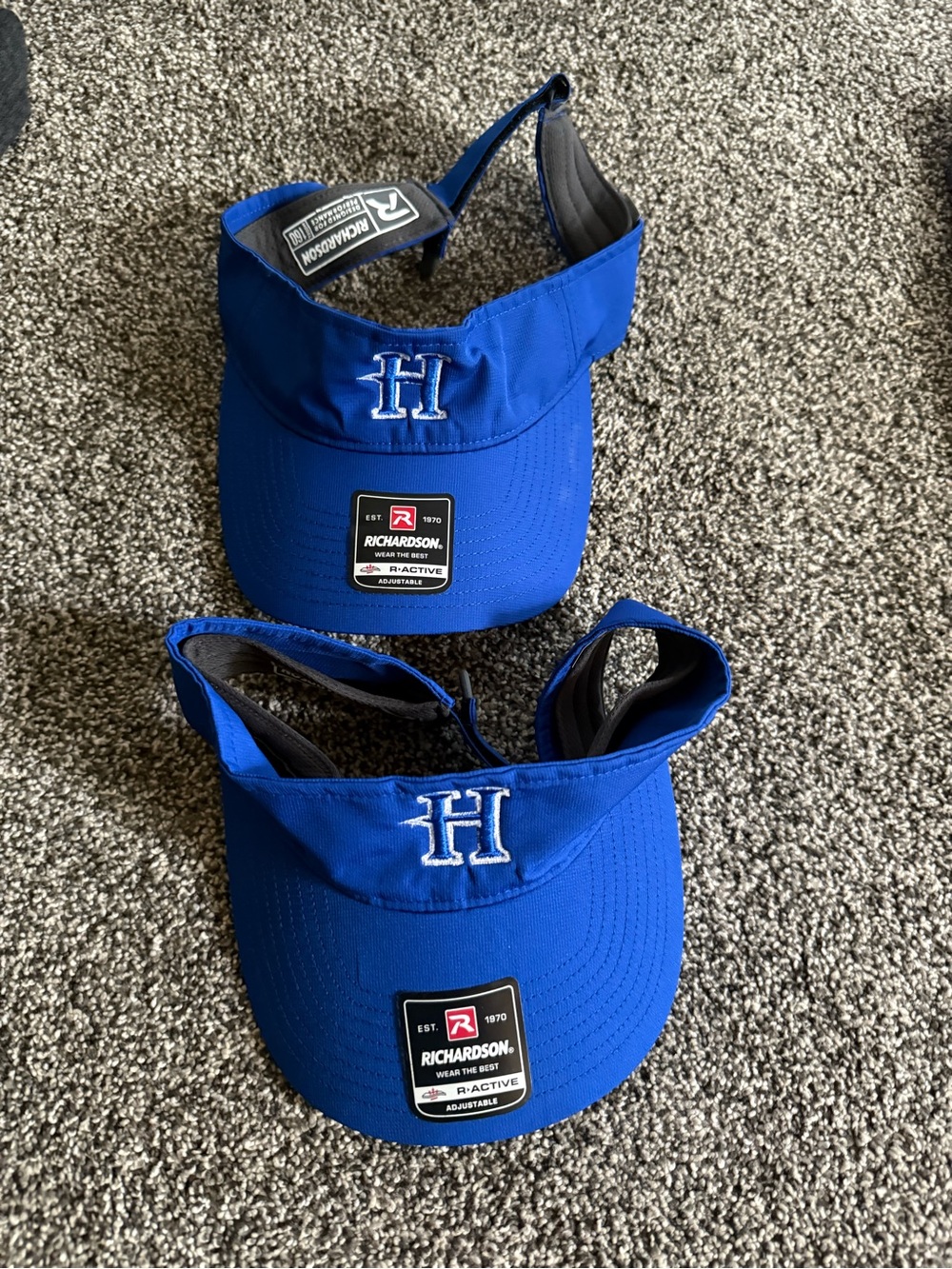 2 NWT Richardson Royal Blue Visor with Embroidered H